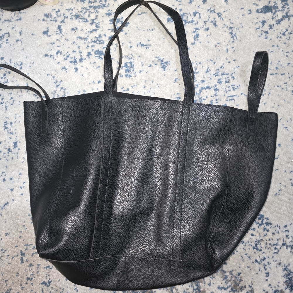 Black Leather Tote Bag
